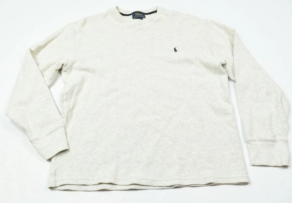 Polo Ralph Lauren Waffle-Knit Thermal Shirt Mens 2XL Gray Long Sleeve (Fits XL)